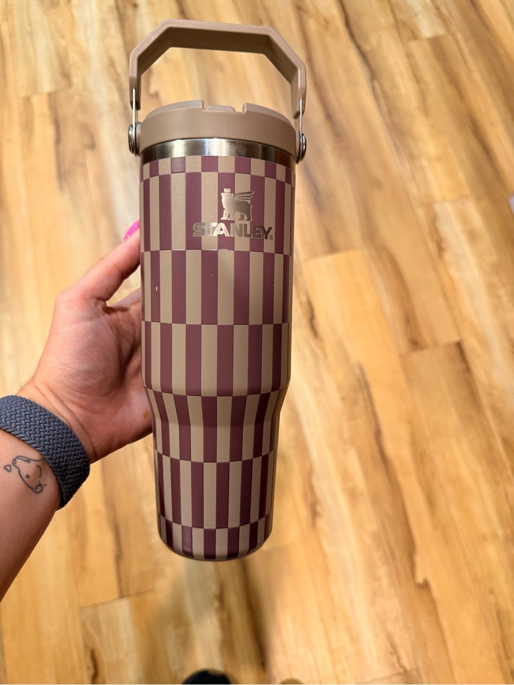 Stanley Checkered Tumbler in Brown and Tan